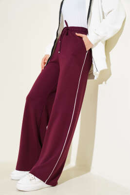 Yanı Biyeli Bel Lastikli Pantolon Bordo - PİYES COLLECTİON