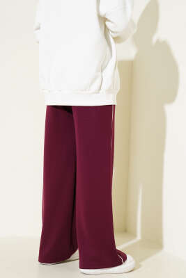 Yanı Biyeli Bel Lastikli Pantolon Bordo - Yılın Fırsatı