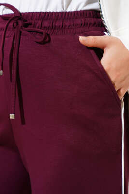 Yanı Biyeli Bel Lastikli Pantolon Bordo - Yılın Fırsatı