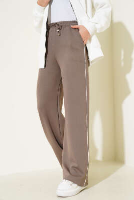 Yanı Biyeli Bel Lastikli Pantolon Vizon 