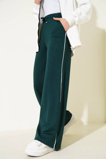 Yanı Biyeli Bel Lastikli Pantolon Zümrüt - Pantolon