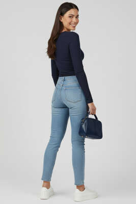 Yanı Büzgülü Body Lacivert - Yılın Fırsatı