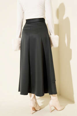 Yanı İp Bağcıklı Scuba Etek Füme - Etek