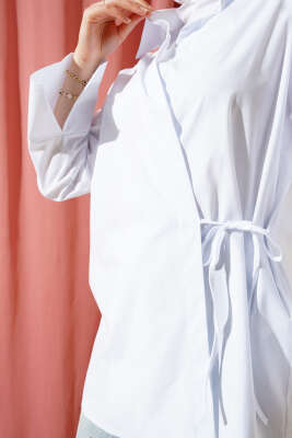 Yanı İp Bağlamalı Kimono Beyaz - 300-500 TL Ürünler