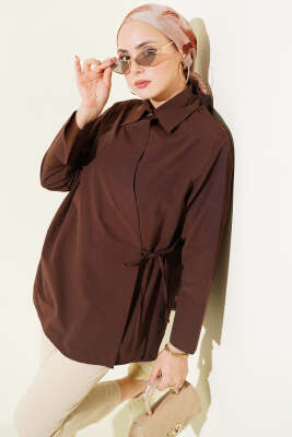 Yanı İp Bağlamalı Kimono Kahve 