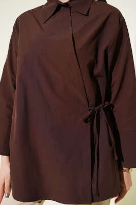 Yanı İp Bağlamalı Kimono Kahve - Dış Giyim&Mont