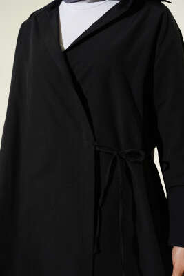 Yanı İp Bağlamalı Kimono Siyah - Dış Giyim&Mont