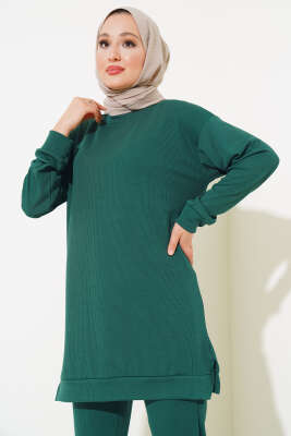 Yanı Yırtmaçlı Fitilli İkili Takım Yeşil - İKİLİ TAKIM