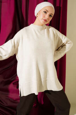 Yanı Yırtmaçlı Oversize Triko Tunik Taş - 300-500 TL Ürünler