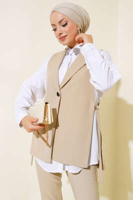 Yanları Açık Yelek Bej 