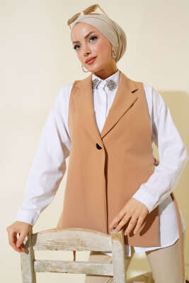 Yanları Açık Yelek Camel - UKBE