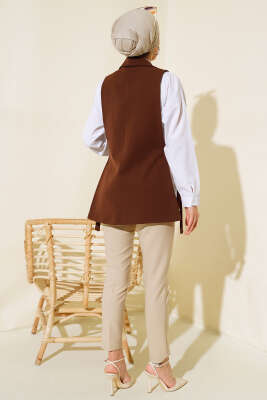 Yanları Açık Yelek Kahve - Tunik