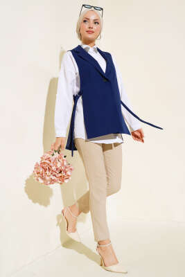 Yanları Açık Yelek Lacivert - Tunik