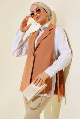 Yanları Açık Yelek Latte - UKBE