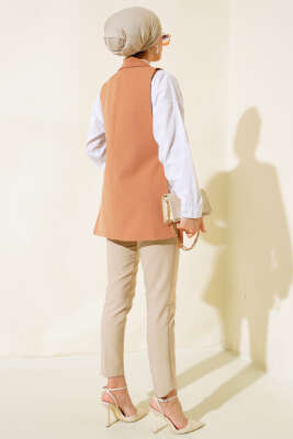 Yanları Açık Yelek Latte - Tunik