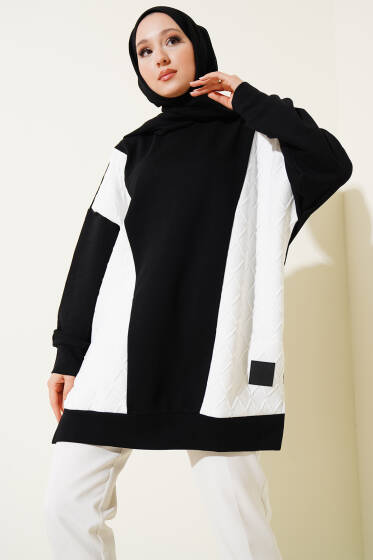 Yanları Baklava Desenli Tunik Siyah - Tunik