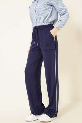 Yanları Biyeli Beli Lastikli Loyşa Pantolon Lacivert - DİVON