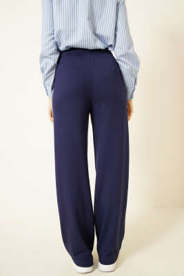 Yanları Biyeli Beli Lastikli Loyşa Pantolon Lacivert - Kadın Giyim Modelleri