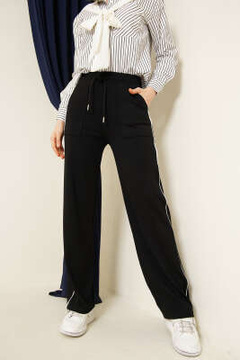 Yanları Biyeli Beli Lastikli Loyşa Pantolon Siyah - DİVON