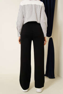 Yanları Biyeli Beli Lastikli Loyşa Pantolon Siyah - Kadın Giyim Modelleri