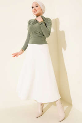 Yanları Büzgü Detaylı Sandy Bluz Çağla Yeşili - Bluz