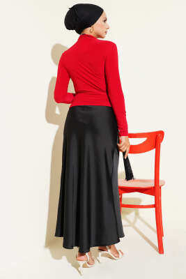 Yanları Büzgü Detaylı Sandy Bluz Kırmızı - Yılın Fırsatı