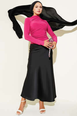 Yanları Büzgü Detaylı Sandy Bluz Magenta - Yılın Fırsatı