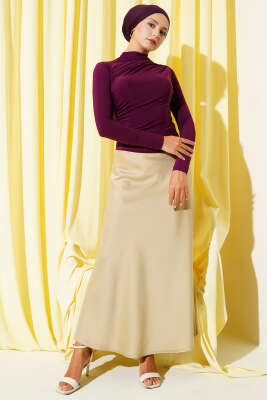 Yanları Büzgü Detaylı Sandy Bluz Mürdüm - Yılın Fırsatı