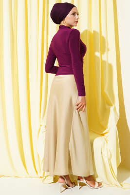 Yanları Büzgü Detaylı Sandy Bluz Mürdüm - Yılın Fırsatı