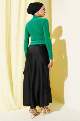 Yanları Büzgü Detaylı Sandy Bluz Yeşil - Yılın Fırsatı