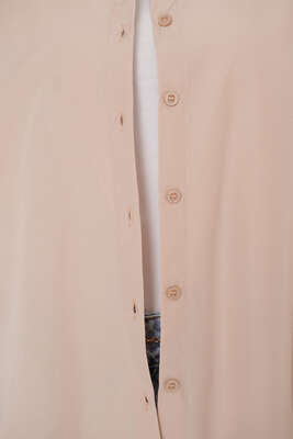 Yanları Çıt Çıt Düğmeli Gömlek Bej - Gömlek