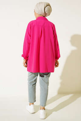 Yanları Çıt Çıt Düğmeli Gömlek Fusya - Gömlek