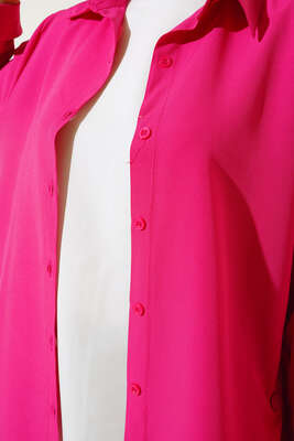 Yanları Çıt Çıt Düğmeli Gömlek Fusya - Gömlek