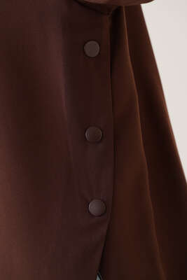 Yanları Çıt Çıt Düğmeli Gömlek Kahve - Gömlek