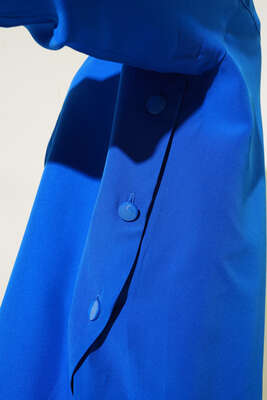 Yanları Çıt Çıt Düğmeli Gömlek Saks - Gömlek