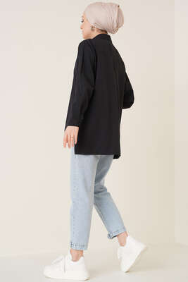 Yanları Çıt Çıt Düğmeli Gömlek Siyah - Gömlek