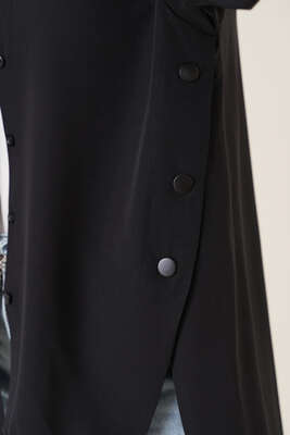 Yanları Çıt Çıt Düğmeli Gömlek Siyah - Gömlek