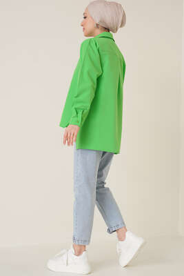 Yanları Çıt Çıt Düğmeli Gömlek Yeşil - Gömlek