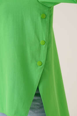 Yanları Çıt Çıt Düğmeli Gömlek Yeşil - Gömlek