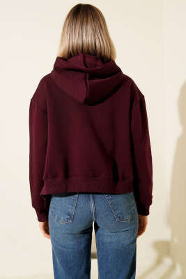 Yanları Çıtçıtlı Şardonlu Sweatshirt Mürdüm - Kadın Giyim Modelleri