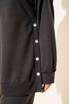 Yanları Düğmeli İki İplik İkili Takım Füme - İkili Takım