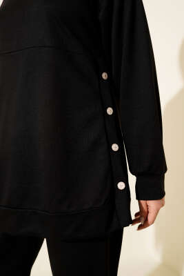 Yanları Düğmeli İki İplik İkili Takım Siyah - İkili Takım