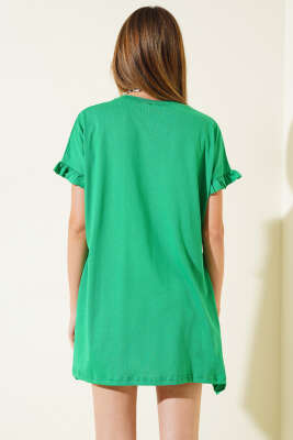 Yanları Fırfırlı T-shirt Benetton - Kadın Giyim Modelleri