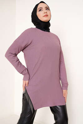 Yanları Püskül Zincir Detaylı Tunik Magenta - Tunik