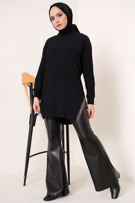 Yanları Püskül Zincir Detaylı Tunik Siyah - Tunik