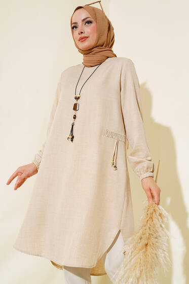 Yanları Taş Detaylı Tunik Taş - Tunik