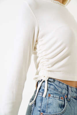 Yanları Tünelli Bluz Ekru - Kadın Giyim Modelleri