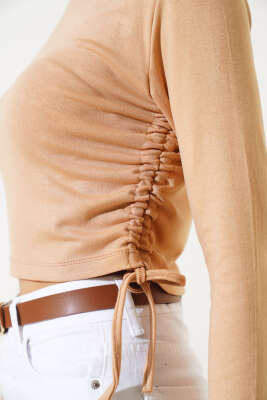 Yanları Tünelli Bluz Latte - Kadın Giyim Modelleri