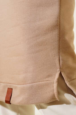 Yanları Yırtmaçlı Basic Uzun Tunik Latte - Tunik