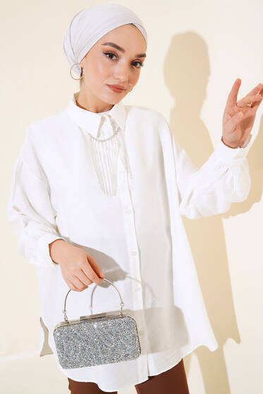 Yanları Yırtmaçlı Gömlek Ekru - Gömlek